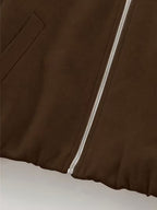 Women's Oversized Wool Blend Jacket with Pockets and Zip Front