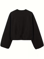 Women's Oversized Wool Blend Jacket with Pockets and Zip Front