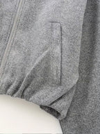 Women's Oversized Wool Blend Jacket with Pockets and Zip Front