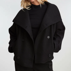 Women's Oversized Wool Look Coat with Wide Collar