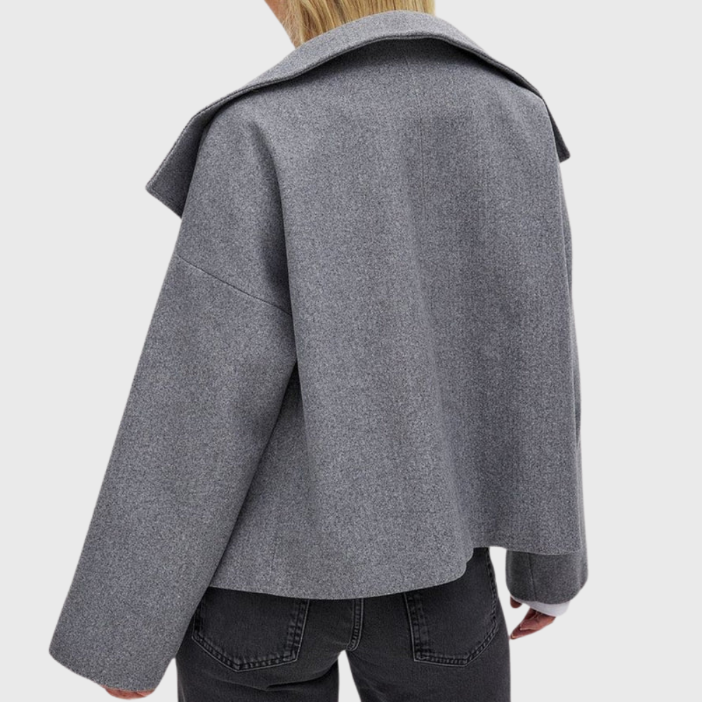 Women's Oversized Wool Look Coat with Wide Collar
