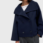 Women's Oversized Wool Look Coat with Wide Collar