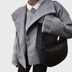 Women's Oversized Wool Look Coat with Wide Collar