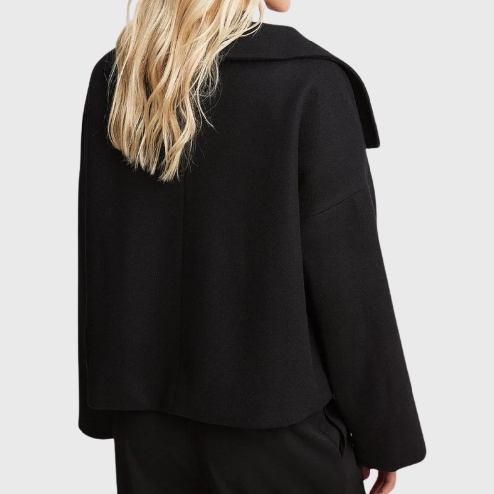 Women's Oversized Wool Look Coat with Wide Collar