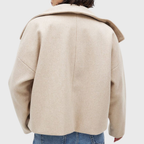 Women's Oversized Wool Look Coat with Wide Collar