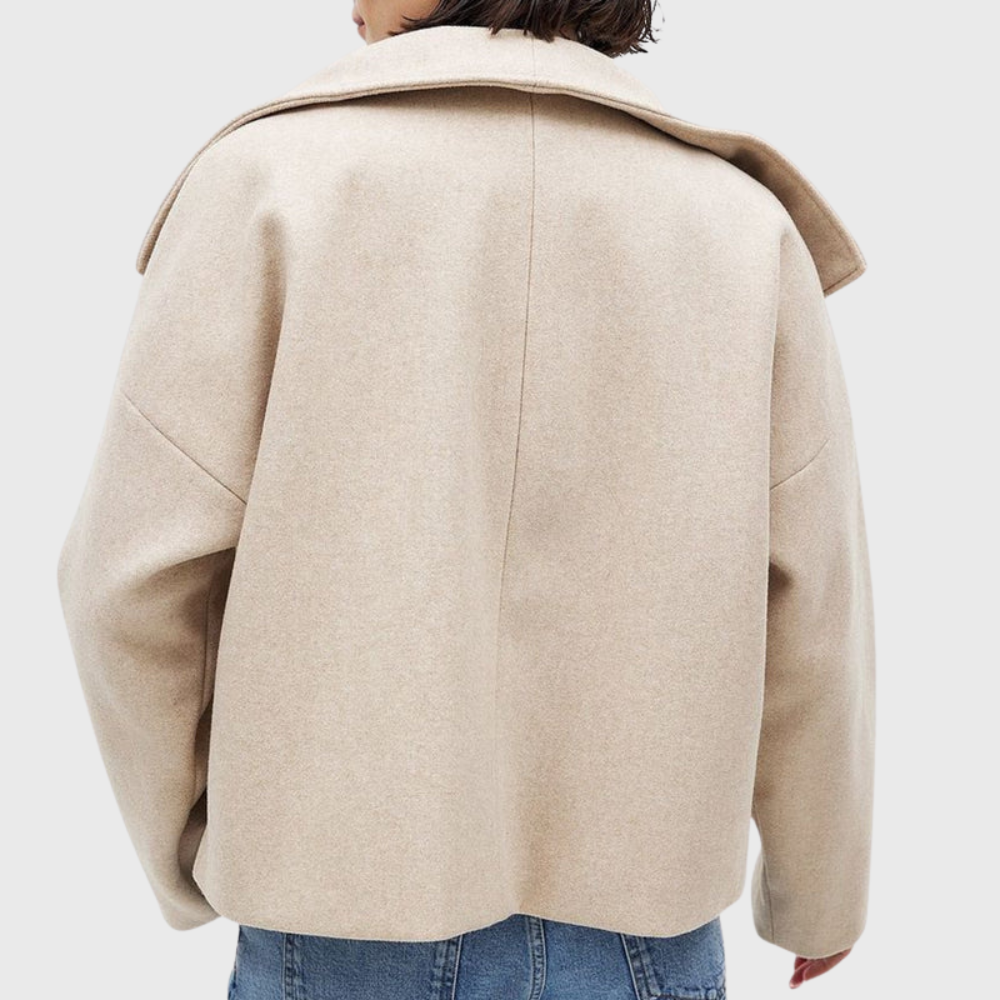 Women's Oversized Wool Look Coat with Wide Collar
