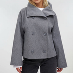 Women's Oversized Wool Look Coat with Wide Collar