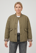 Women's Quilted Jacket with Button Front and Flap Pockets