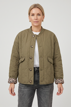 Women's Quilted Jacket with Button Front and Flap Pockets