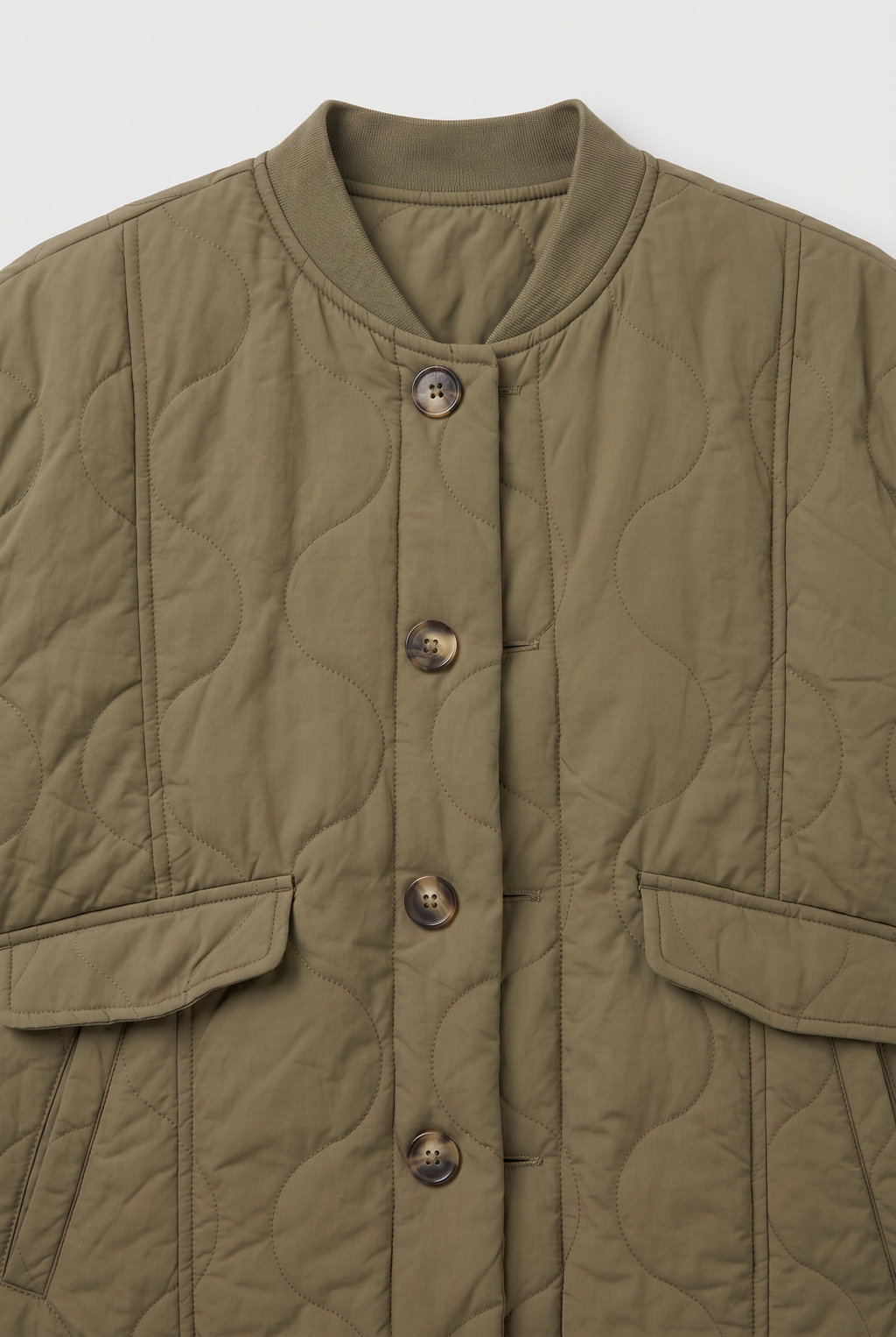 Women's Quilted Jacket with Button Front and Flap Pockets