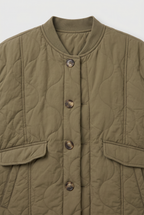 Women's Quilted Jacket with Button Front and Flap Pockets