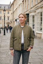 Women's Quilted Jacket with Button Front and Flap Pockets