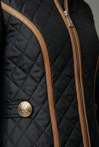 Women's Quilted Jacket with Zip Front and Stand Collar