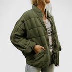 Women's Quilted Jacket with Zip Front and Side Pockets