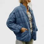 Women's Quilted Jacket with Zip Front and Side Pockets