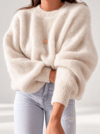 Apricot women's knitted crew neck jumper — studio view 6