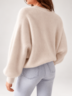 Apricot women's knitted crew neck jumper — studio view 7
