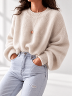 Apricot women's knitted crew neck jumper — studio view 8