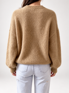 Khaki women's knitted crew neck jumper — studio view 15