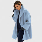 Women's Oversized Long Coat with Lapel Collar and Button Front