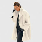 Women's Oversized Long Coat with Lapel Collar and Button Front