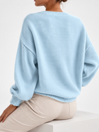 Women's Relaxed Fit Round Neck Knitted Jumper in Blue