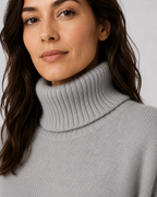 Women's Relaxed Fit Turtleneck Knit Jumper with Drop Shoulders and Ribbed Cuffs