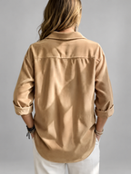 Women's relaxed ribbed blouse in Apricot