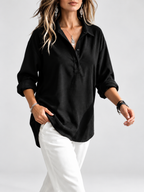 Women's relaxed ribbed blouse in black