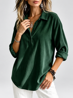 Women's relaxed ribbed blouse in dark-green
