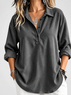 Women's relaxed ribbed blouse in grey