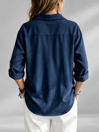 Women's relaxed ribbed blouse in Navy Blue