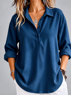 Women's relaxed ribbed blouse in Navy Blue