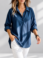 Women's relaxed ribbed blouse in Navy Blue