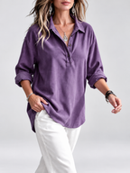 Women's relaxed ribbed blouse in purple