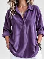 Women's relaxed ribbed blouse in purple