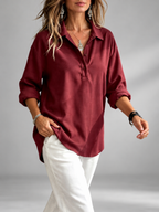 Women's relaxed ribbed blouse in Red
