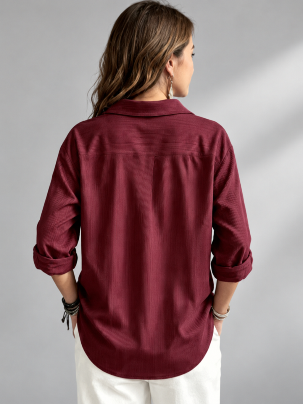 Women's relaxed ribbed blouse in Red