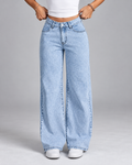 Light wash wide leg jeans front