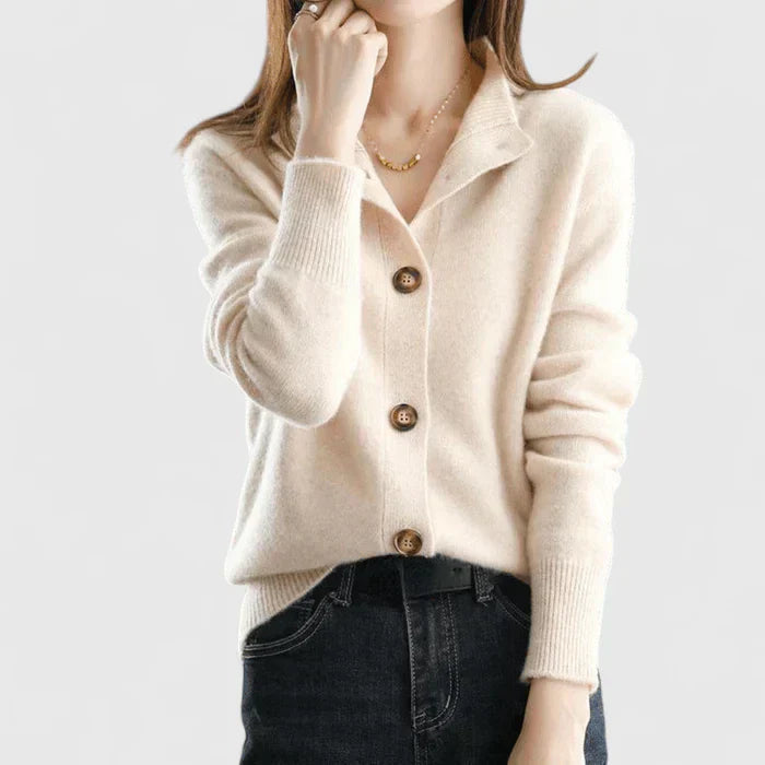 Women's Knit Cardigan with Button Front and Relaxed Fit