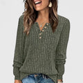 Women's Ribbed Long Sleeve Henley Top - 2