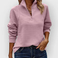 Women's Ribbed Quarter Zip Pullover with Stand Collar
