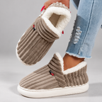 Women's Ribbed Slip-On Slippers with Plush Lining & Round Toe – coffee – image 8