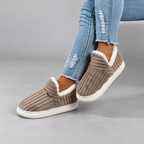 Women's Ribbed Slip-On Slippers with Plush Lining & Round Toe – coffee – image 16