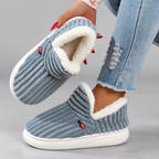 Women's Ribbed Slip-On Slippers with Plush Lining & Round Toe – gray – image 13