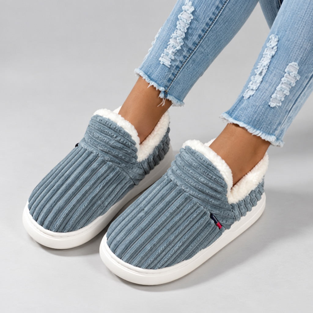 Women's Ribbed Slip-On Slippers with Plush Lining & Round Toe – gray – image 15