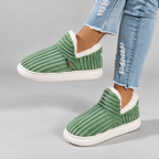 Women's Ribbed Slip-On Slippers with Plush Lining & Round Toe – green – image 3