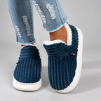 Women's Ribbed Slip-On Slippers with Plush Lining & Round Toe – navy – image 10