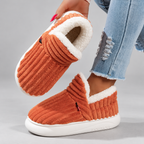 Women's Ribbed Slip-On Slippers with Plush Lining & Round Toe – orange – image 7