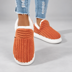Women's Ribbed Slip-On Slippers with Plush Lining & Round Toe – orange – image 11